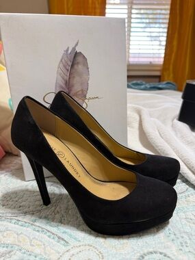 Sole Society Black Suede Platform Pumps